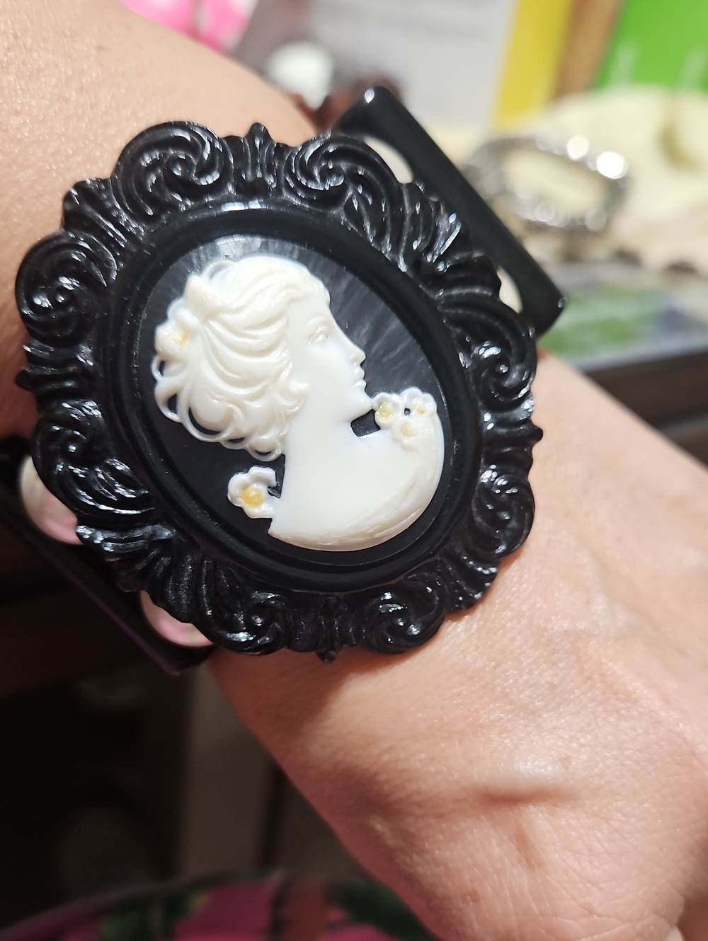 Tarina Tarantino Vintage-Inspired Black and White Cameo Bracelet